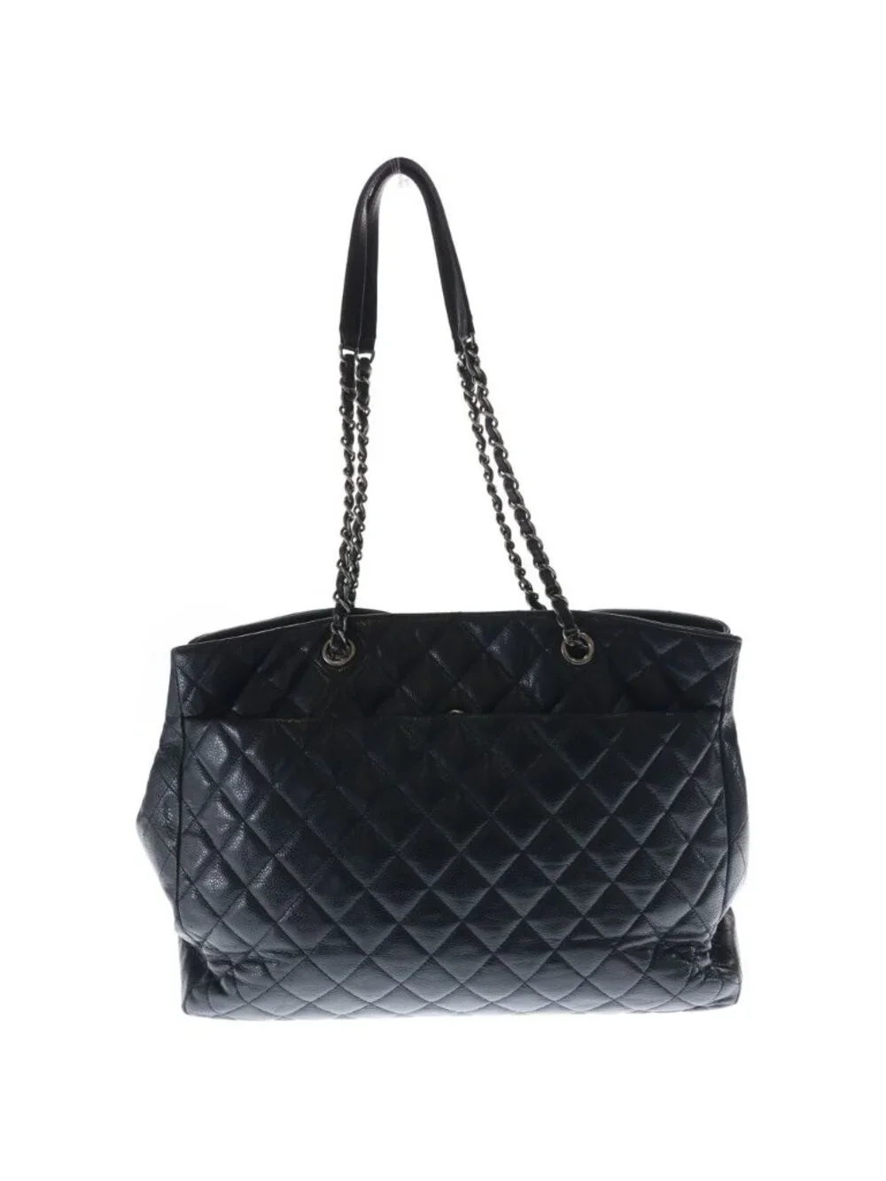 ★SOLD★ Chanel CC Logo Quilted Tote Chain Black Caviar Leather Silver - Picture 2 of 6